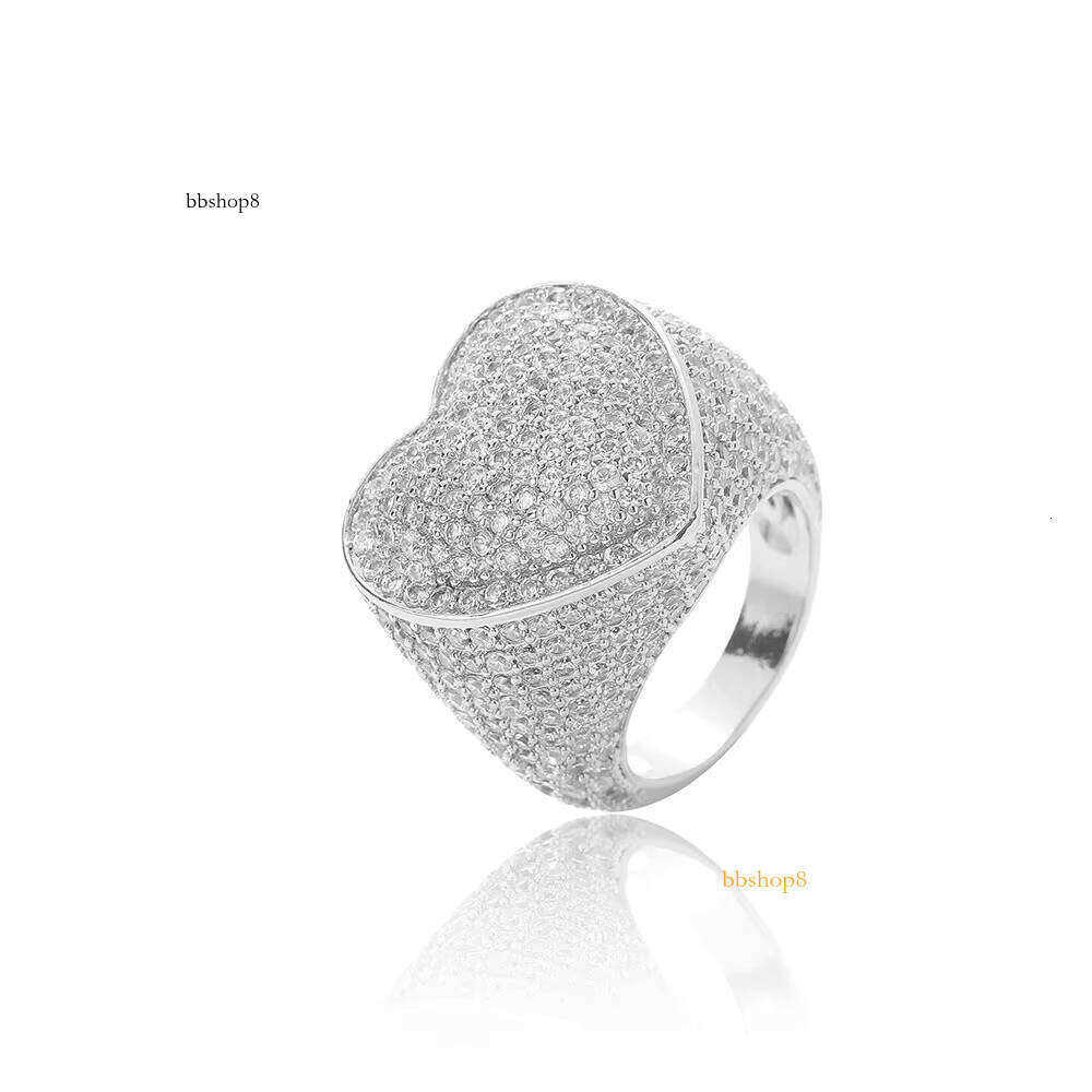 Sterling Jewelry Hip Hop New Silver Silicon Stone Heart-shaped Ring