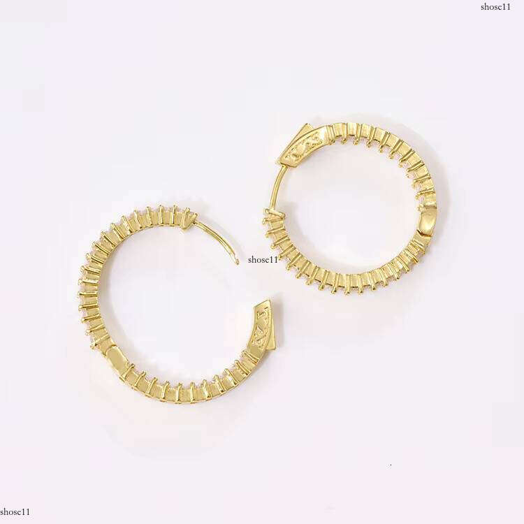 Fashion AAA+ CZ Baguette White Color Zircon Copper Hip Hop Hoop Stud Earrings for Man Women