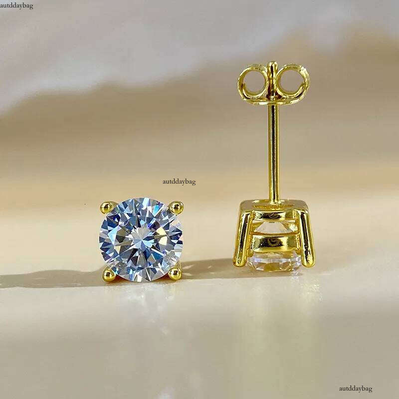 Choucong Elegant Stud Earrings Classical 4 Claw Jewelry Solitaire Pure 100% Sterling Sier Round Cut Lab Moissanite Dia Party Women Wedding Gold Earrin