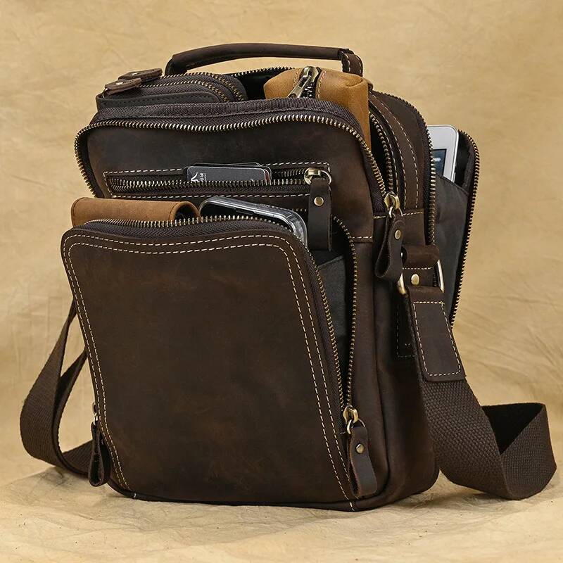 Newsbirds Leather Shoulder Vintage Style Crossbody Books School Of Men Male Daily Messenger Bag Crazy Horse Skin
