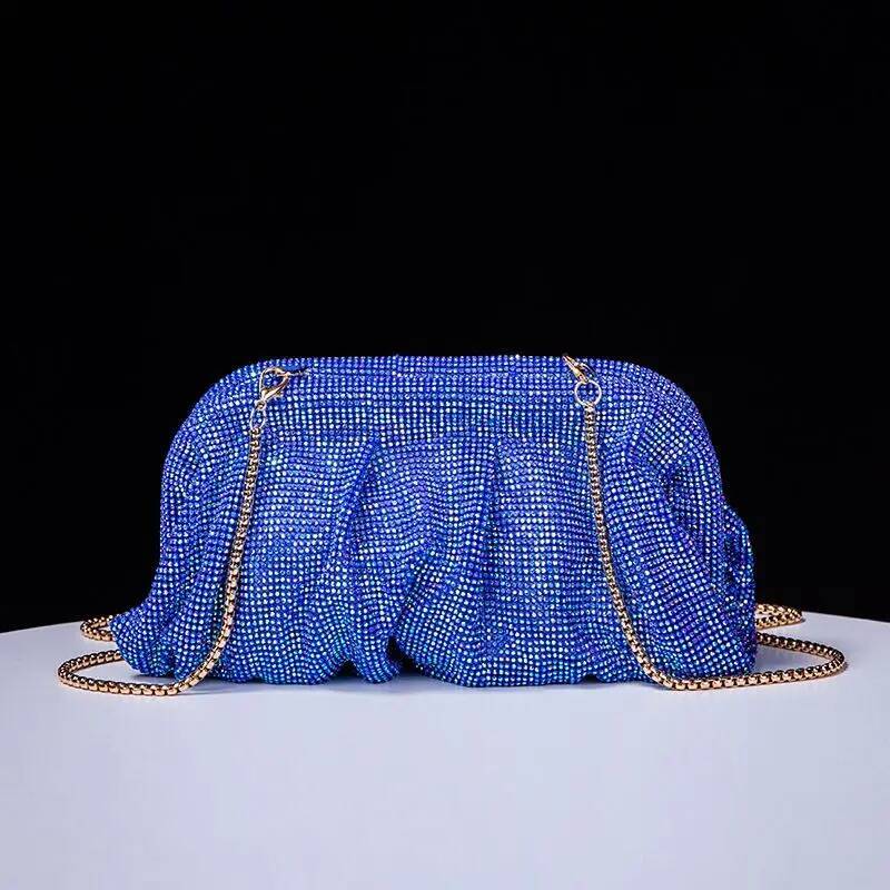 Shiny Rhinestone Evening Clutch Bags Women New Folds Crystal Clip Purses And Handbags Wedding Party Purse Day Clutches