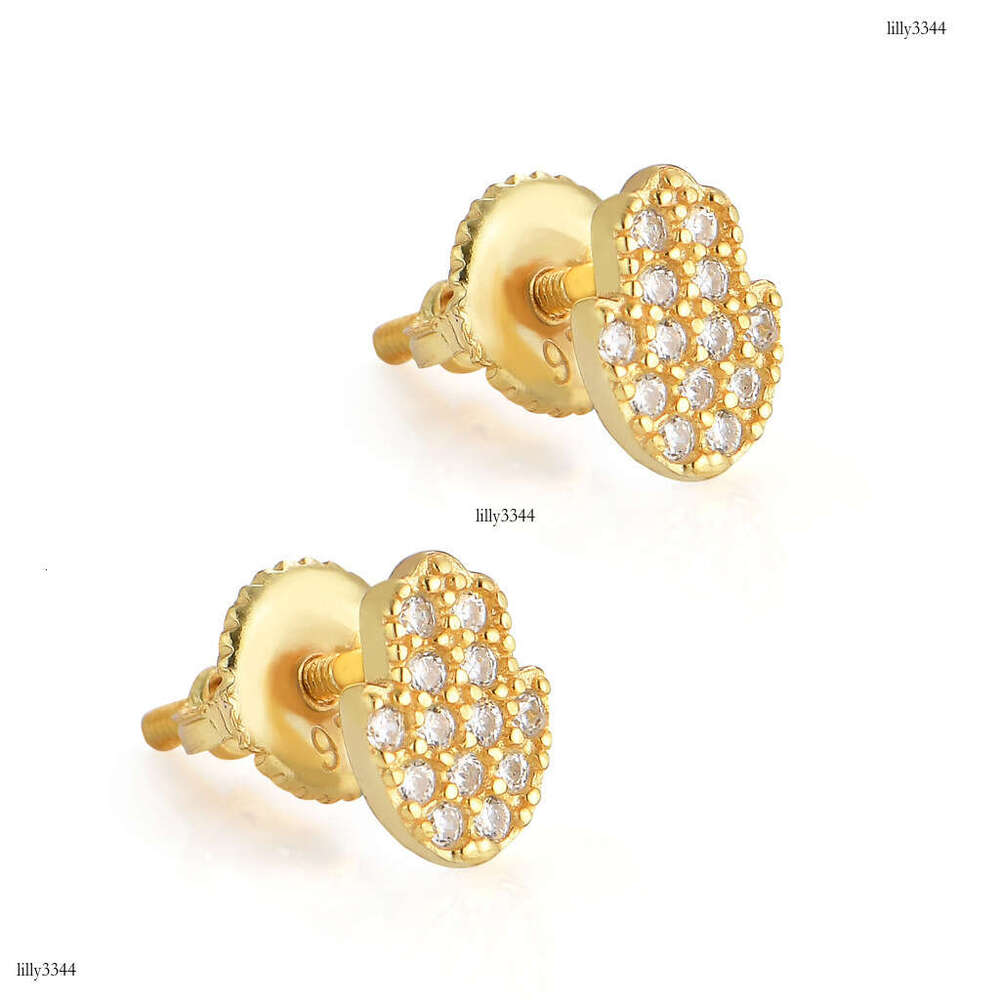 New Micro-Paved Zircon Iced Out VVS Small Hand Hip-Hop Earrings