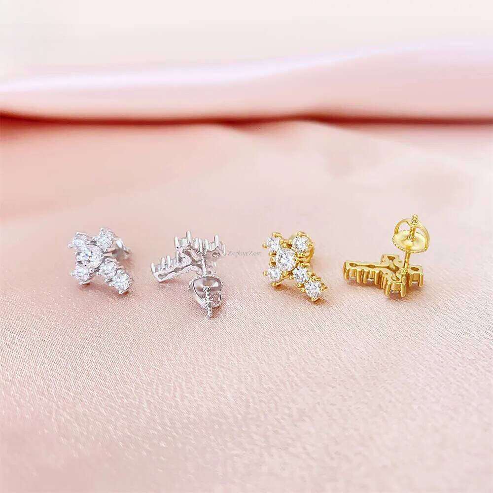 Pass Dia test hip hop classic moissanite dia cross sier women men stud earring