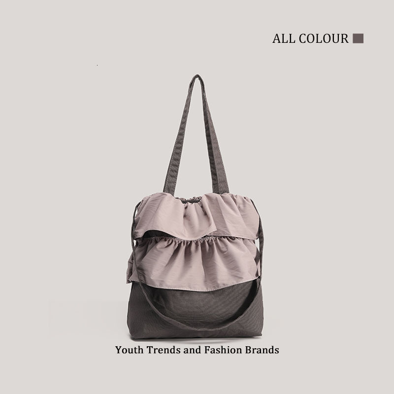 New French-style Ruffled Handbag Shoulder Tote Bag Versatile Large Capacity ddmymoon ddmymoon