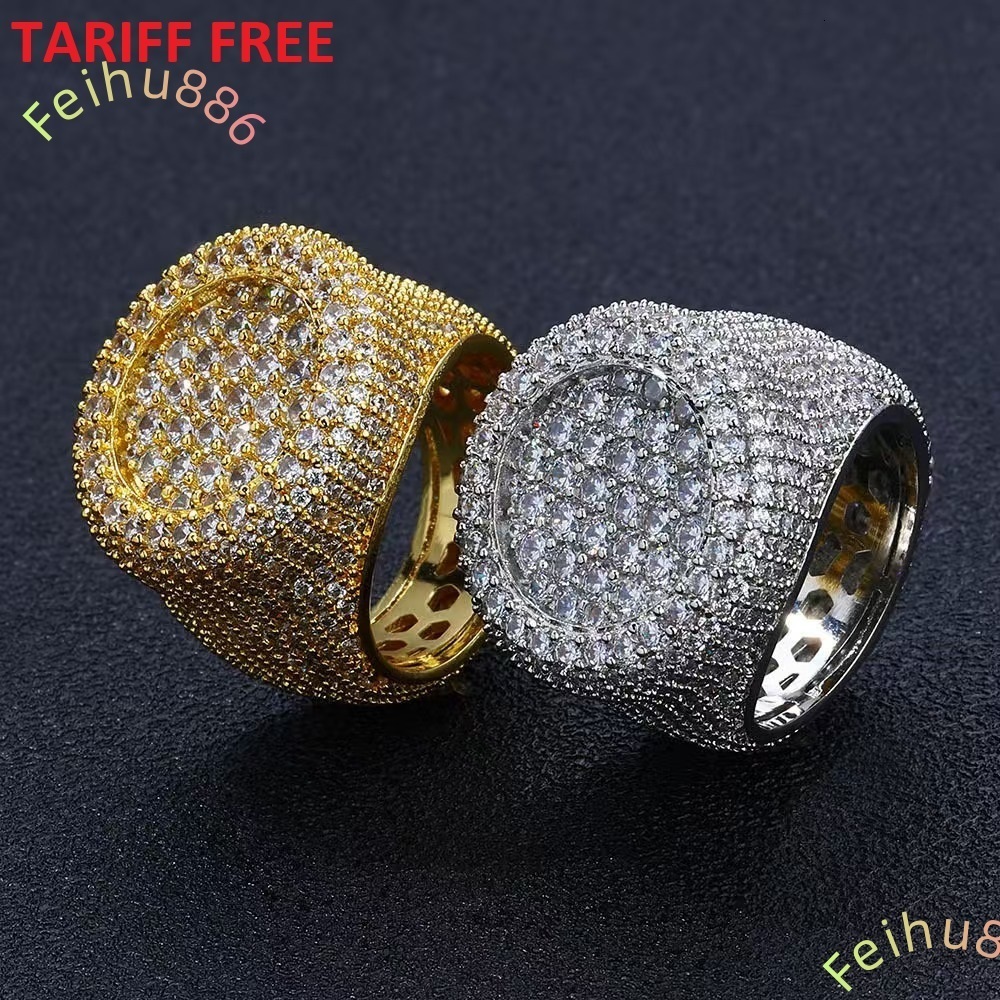 Hip Hop Jewelry Pass Diamond Teste 925 Silver Fully Iced Bubble Edge Round Diamond Moissanite Ring for Men