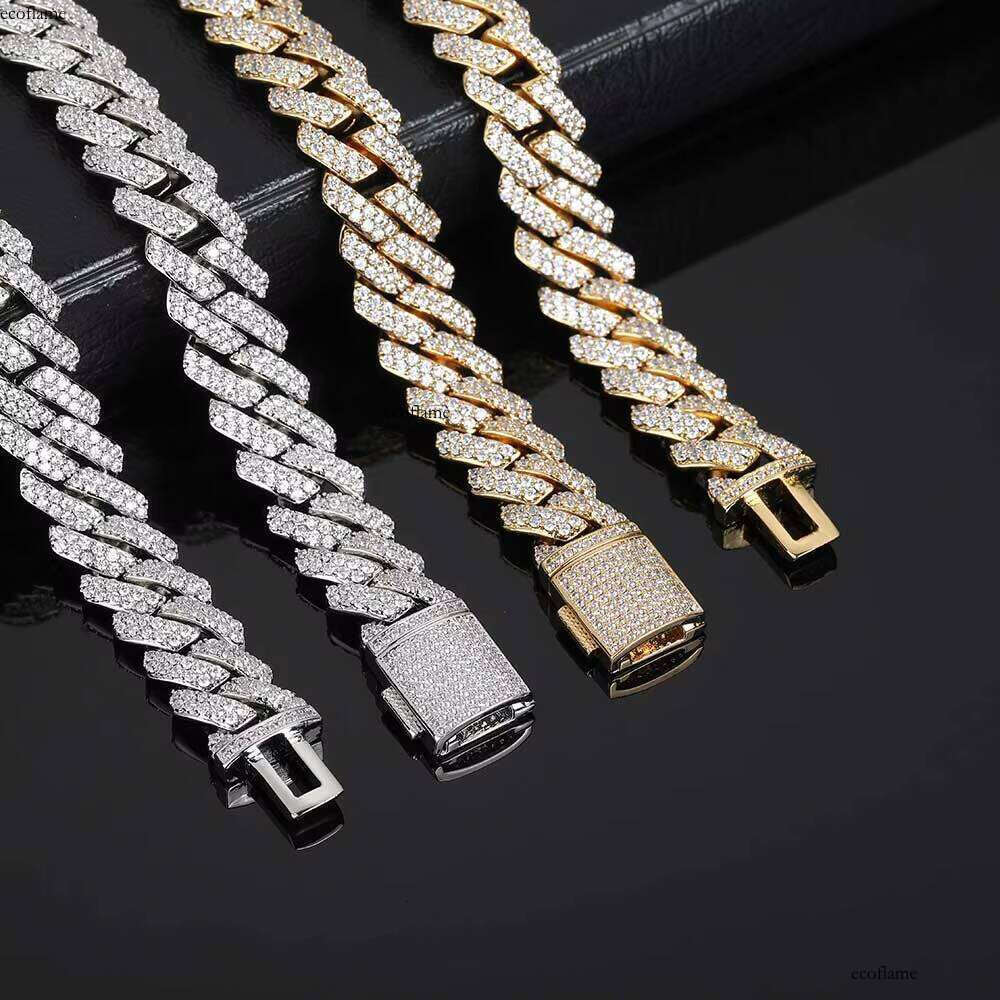 Hot Sale Two-Row Link Shiny Dia Jeweler Iced Out CZ Stone Sier Plated Miami Cuban Chain Bracelet