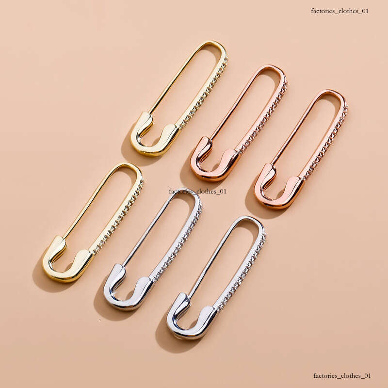INS Minimalist Style Hip-Hop Women's Pin with Zircon Inlay Trendy Versatile Earrings Gold Jewelry