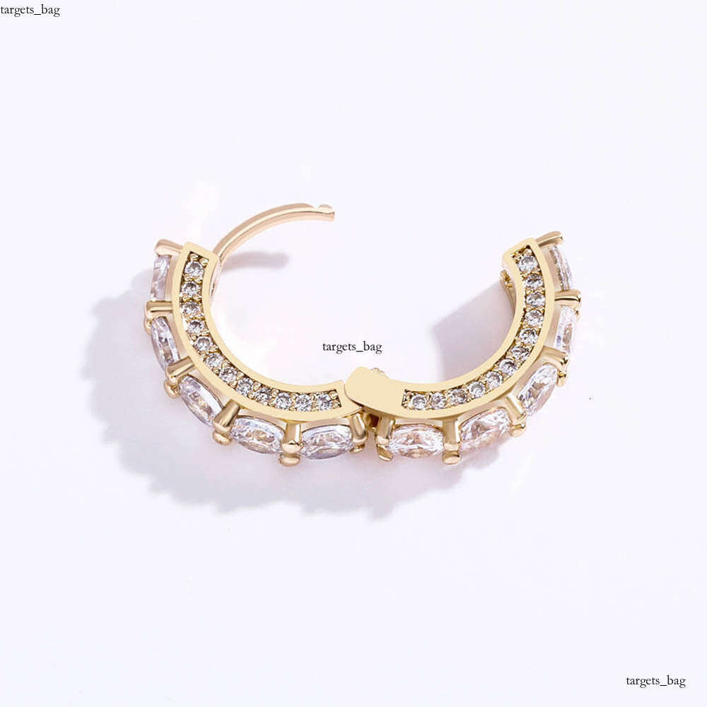 New Style Hoop Full Zircon BlingBling Unisex Hip-Hop Earrings Gold Jewelry