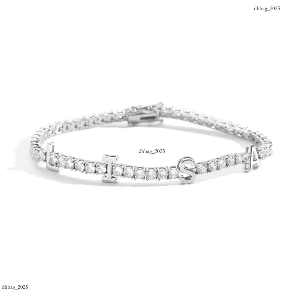 3MM Tennis Chain Private 26 English Letter Personalized DIY Trendy Hip Hop Bracelet