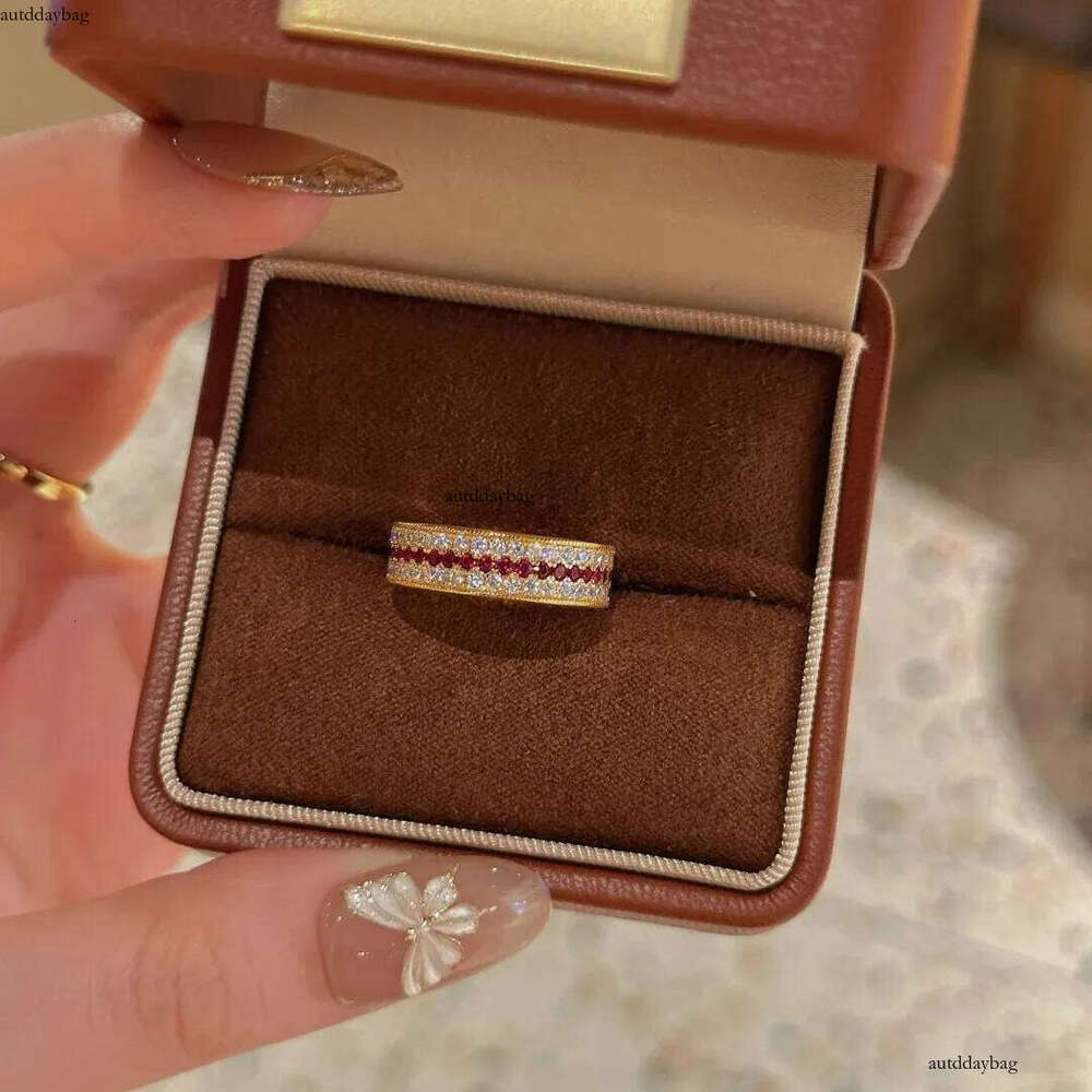 Choucong Wedding Rings Jewelry Sterling Sier Gold Fill Ruby CZ Dia Gemstones Party Women Eternity Open Ring Adjustable Gift