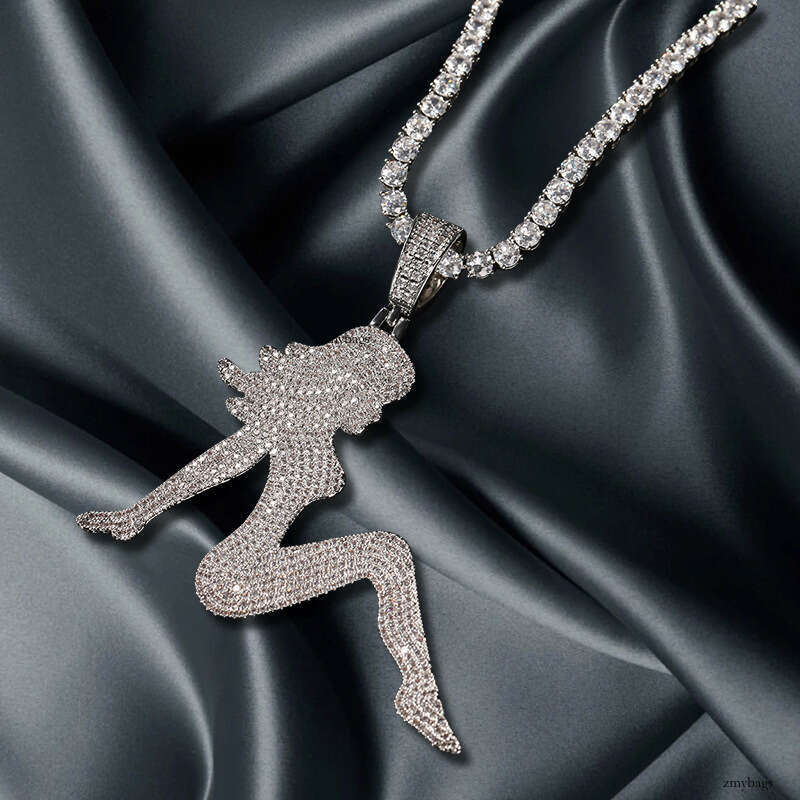 Boy New Sexy Silhouette Inlaid Dia Hip-Hop Trend Personality Long Hair Girl Necklace Pendant