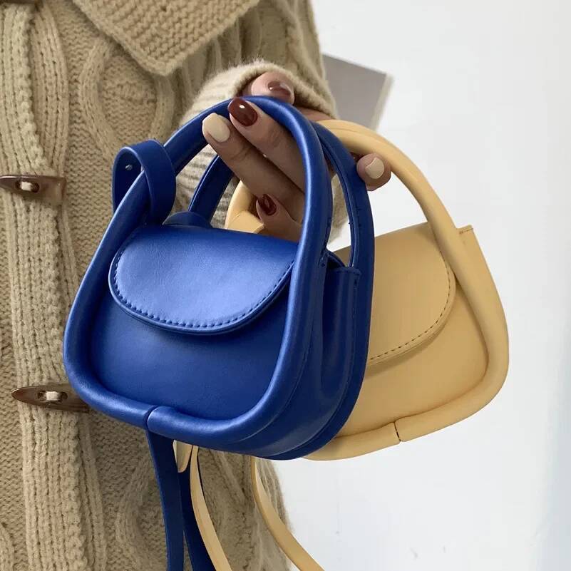 New Fashion Designer Mini Shoulder Solid Color Black Brown Pu Leather Cross Body Earphone Lipstick Small Storage Bags