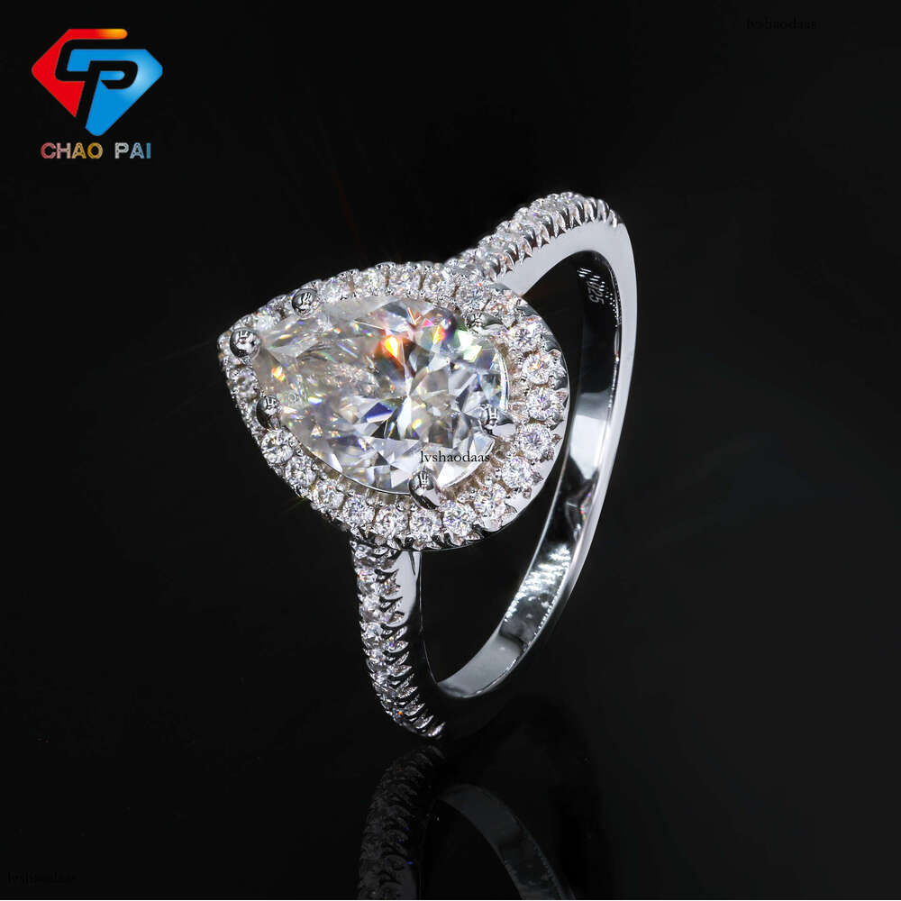 Proposal Confession Romantic Gift Silver Water Drop 2 ct Moissanite Fashion High-end Women's Ring Direct