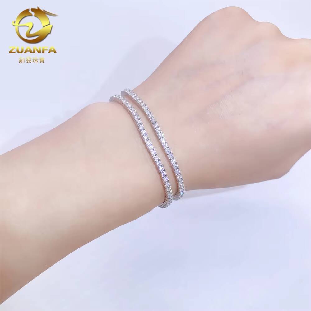 Hot Selling Trendy 2021 Moissanite Silver 2MM 3MM 4MM 5MM Tennis Bracelet Mens Womens Jewelry Chain Bracelet