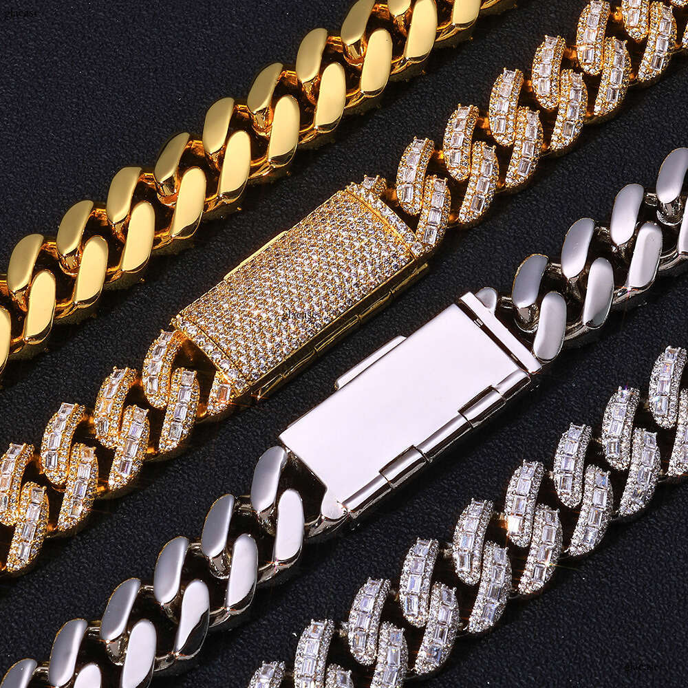 18mm Hip-Hop Cuban Chain High-End Jewelry Mixed Moissanite chain Men's Necklace Accessories