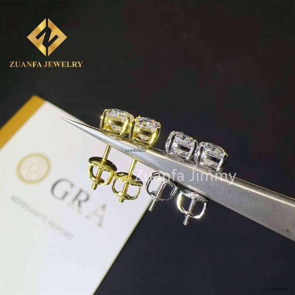 Pass Dia Tester GRA Certificates Screw Back Iced Out Man Oval Crushed Brilliant Cut VVS Moissanite Hip Hop Earring