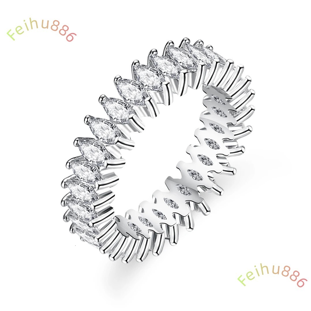 Original 925 Sterling Silver Ladys Moissanite Rings Rare Shape Moissanite Moissanite Row Rings for Women