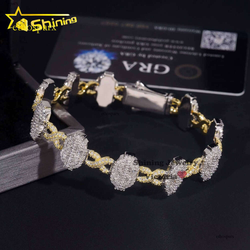 New Arrival Rapper Jewelry Custom Sier VVS Moissanite Dia Dollar Pendant Infinity Link Cuban Bracelet for Men
