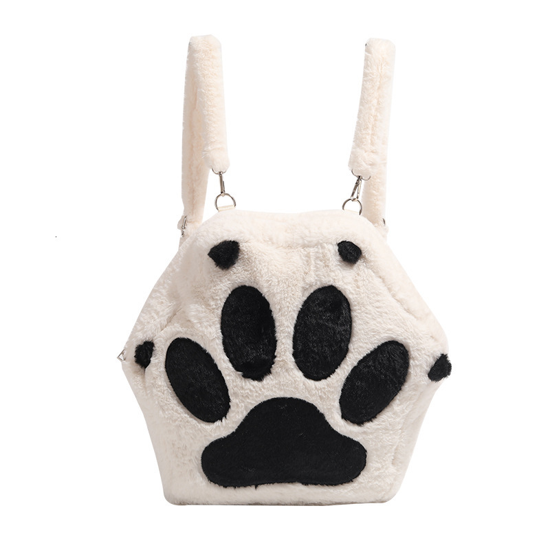 2025 Cute Cat Paw Plush Cartoon Backpack Girly Sweet ddmymoon