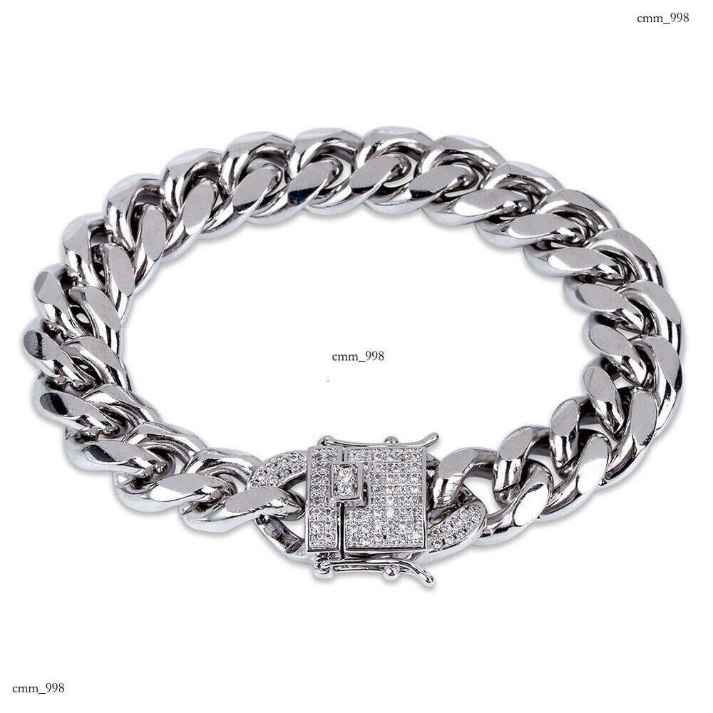 Hip Hop Necklace 12MM Smooth Cuban Chain Bracelet Trendy Men's Personality Jewelry INS Style