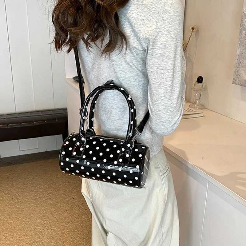 Crossbody Bag for Women Barrel Shape Mini Top Handle Purse PU Leather Polka Dot Cute Handbag with Adjustable Strap for Daily Use Z250809