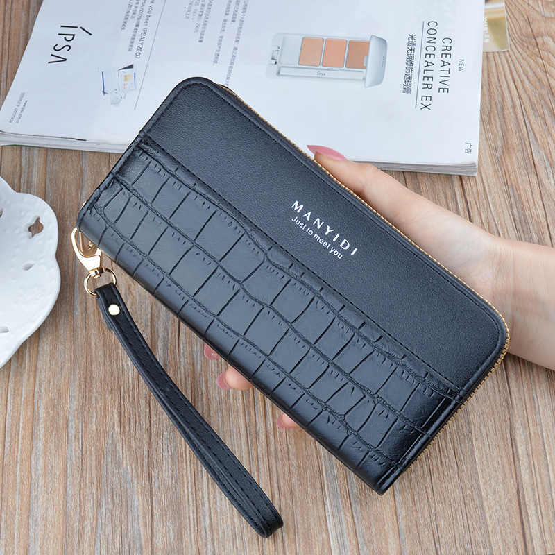 New Style Women's Long Zipper Wallet Fashion Retro Large Capacity Phone Bag Crocodile Luxury Bag Pattern Designer Bag Soft Leather Wallet