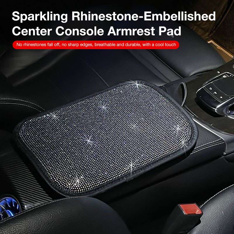Stained diamond car seat armrest cushion with colored diamonds, blue diamonds, black diamonds, black and white diamond patterns, green diamonds
