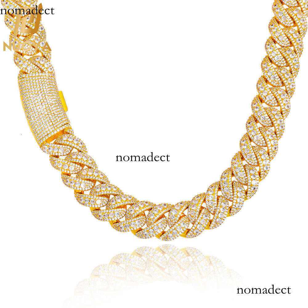 Hip Hop 22mmIced Out VVS Moissanite Bubble Necklace Jewelry Light Accessories Men's Cuban Chain