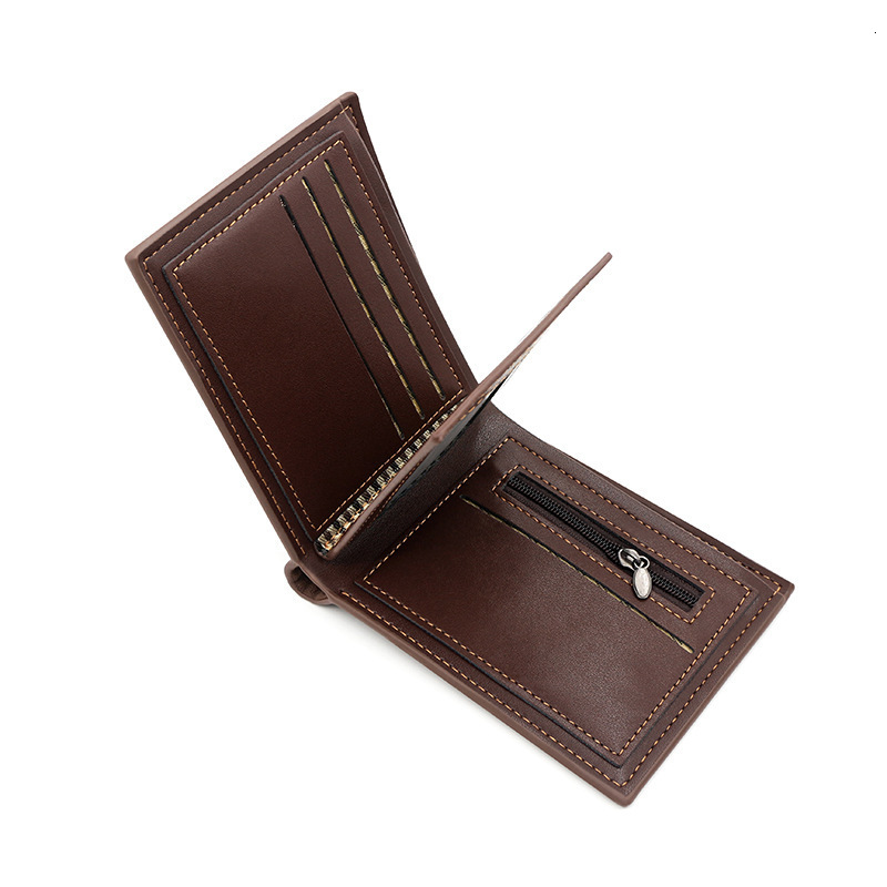European And American Luxury Bag New Men's Wallet Short Style Silver Coin Purse 70% Off Stitched Suede Leather Loose-leaf Money Clip Cross-border