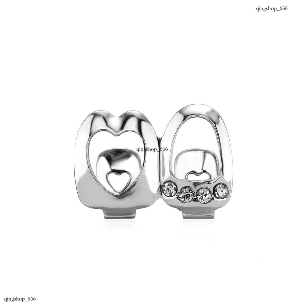 Halloween Personalized Accessories Double Hollow Dia-Studded Gold Glossy for Men TEMU Hot-Selling Hip-Hop Teeth Set