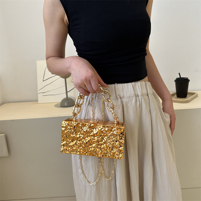 Exquisite Chain Handheld Acrylic Bag New Luxury Bag 2025 Designer Bag Fashion Ice Crack Pattern Personalized Handbag Crossbody Box Bag