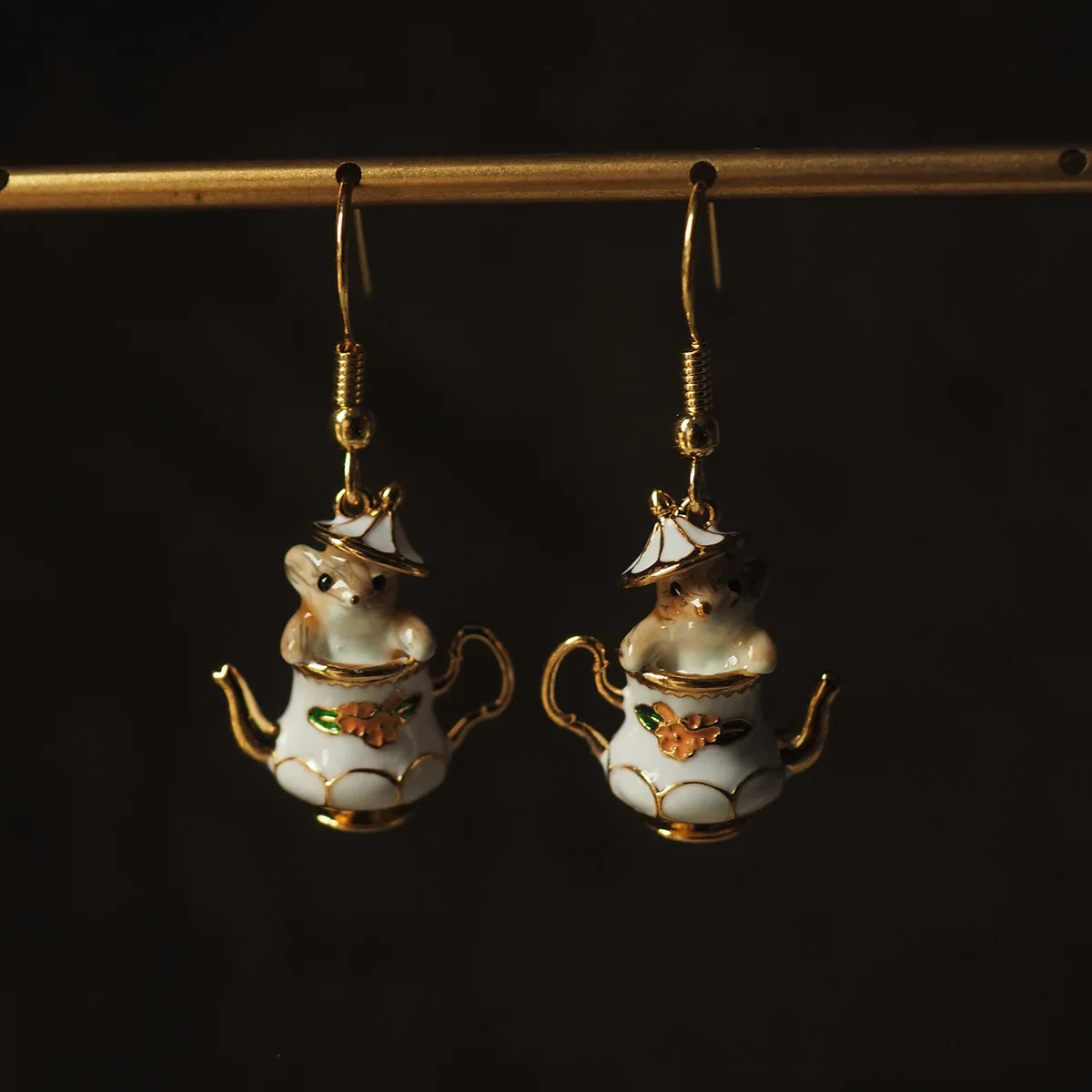 Fashion Funny Enamel Cartoon Chipmunk French Teapot Earrings for Women Accessories Style Jewelry Woman Charm 250805
