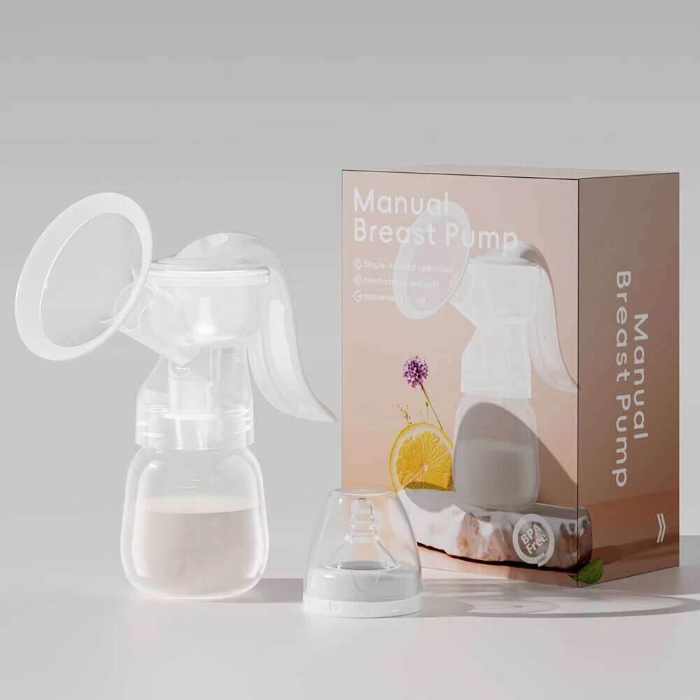 BPA-Free Manual Breast Set with Piston Pump System - Includes 6.09oz Bottle and Nipple, Durable Plastic