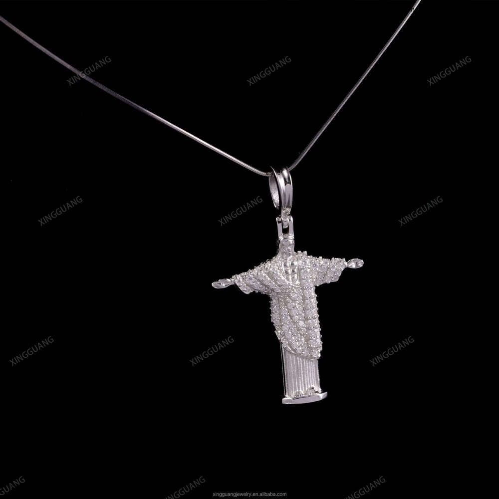 Xingguang RTS Fine Jewelry Jesus S Sier D Color VVS Dia Moissanite Cross Pendant for Men Women