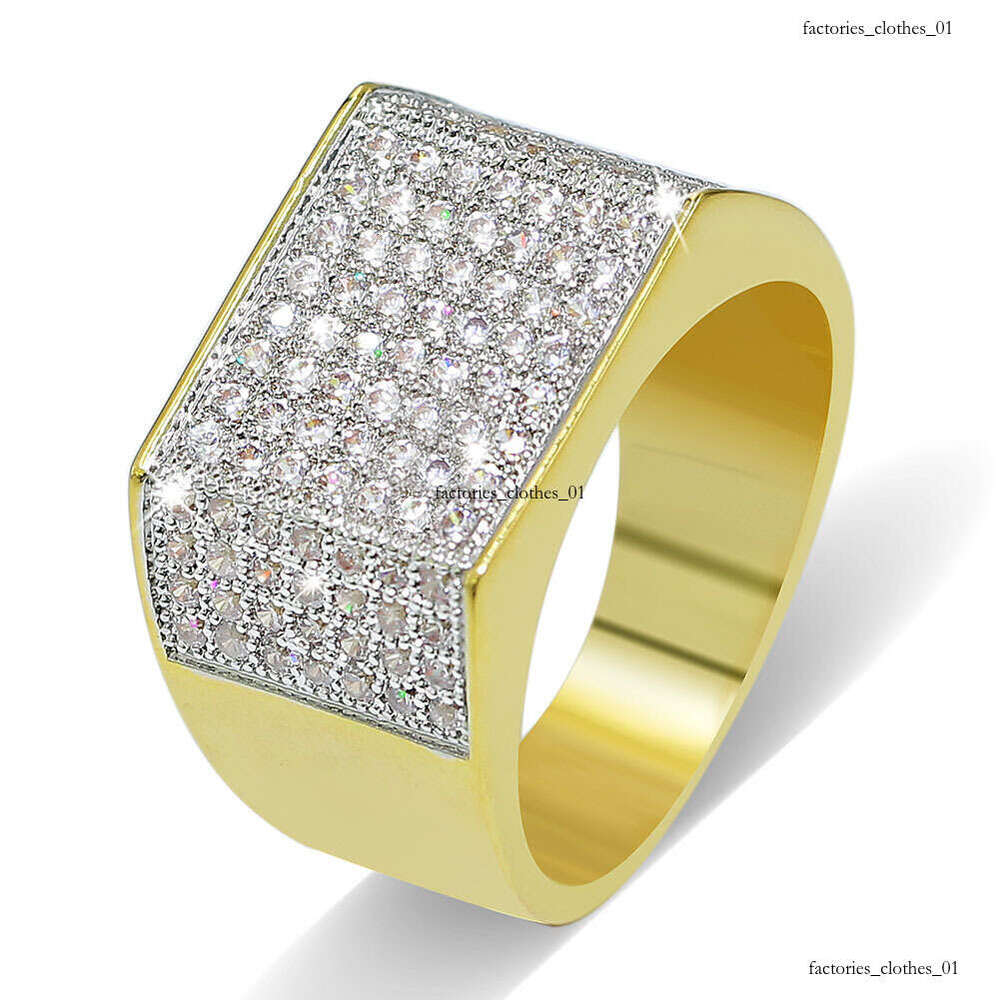 Hip Hop with Inlaid Diamonds Jewelry Gold-Plated Zircon Ring