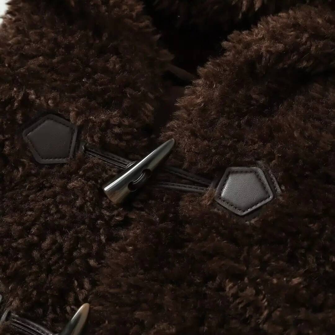 2025 AZRAF Fashion European And American Style Summer New Product Imitation Fur Hoodie Short Horn Button Coat Outerwear Mujer