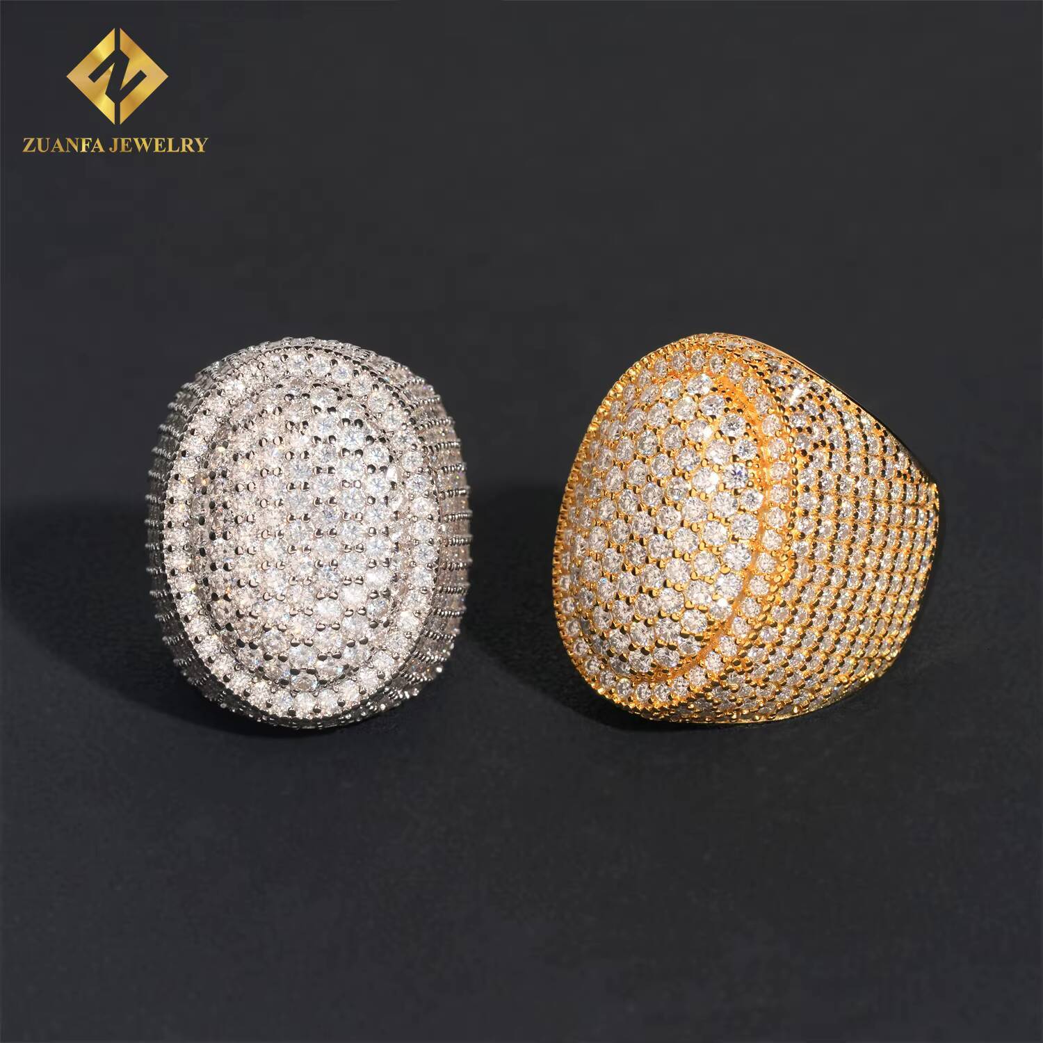 High Quality 925 Sterling Silver Iced Out Diamond Men Ring Hip Hop Moissanite Diamonsd Rapper Ring with GRA Certificate