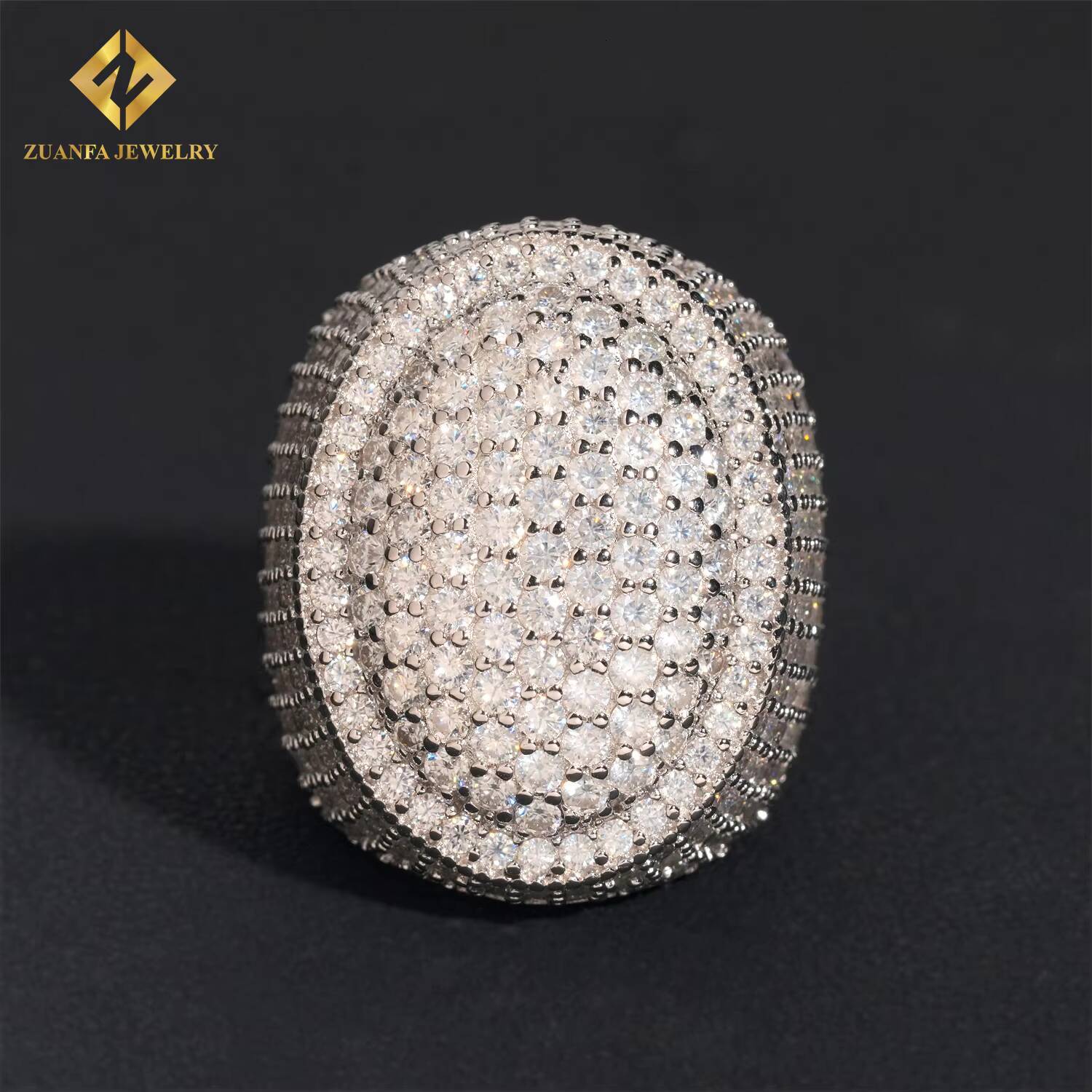 High Quality 925 Sterling Silver Iced Out Diamond Men Ring Hip Hop Moissanite Diamonsd Rapper Ring with GRA Certificate