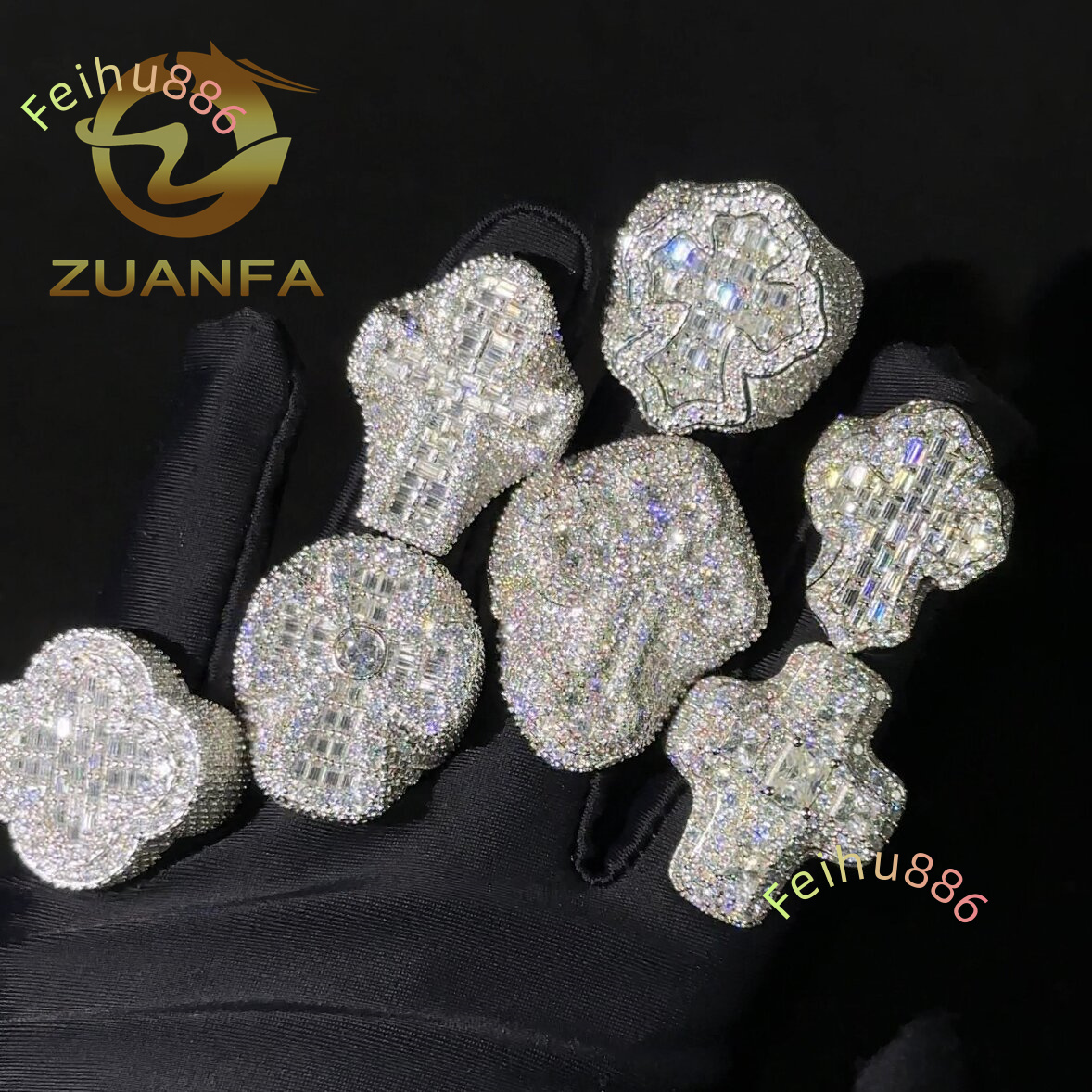 Hip Hop Style Hot Sale Vvs Moissanite Men Diamond Rings 925 Silver Ice Out Ring Cross Moissanite Hip Hop Ring Collection