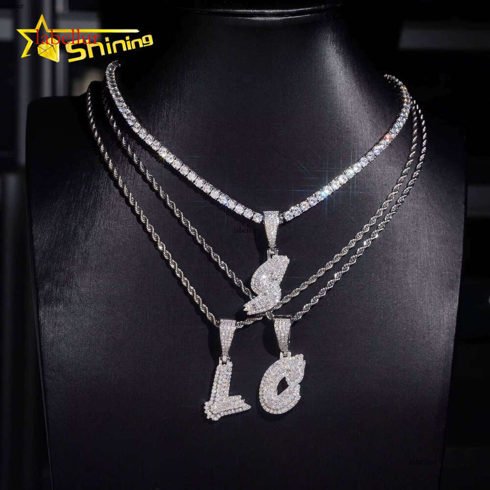 Fine Cheap Gift Set Single Custom Pendants VVS Moissanite Iced Out Letter Initial Name Jewelry Pendant Necklace