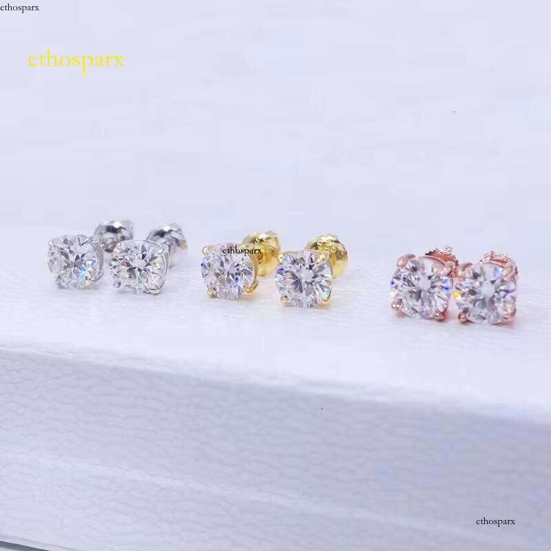 Cheapest Classical 4prongs Moissnaite Sier Gold Plated Screw Back Stud Earring Trendy Find Jewelry