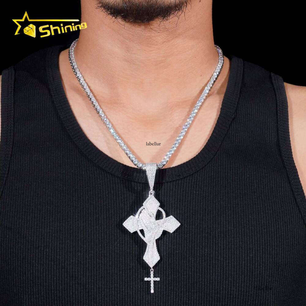 Classic Hip Hop Jewelry Sterling Sliver Gold Plated Pass Dia Tester VVS Lab Moissanite Iced Out Custom Charm Pendant