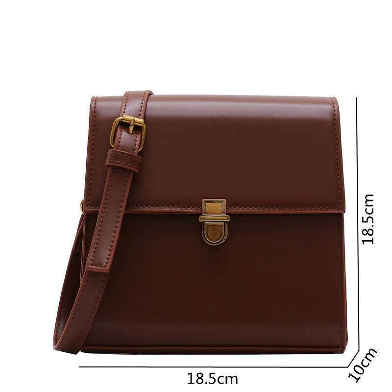 Pure Color Women's Shoulder 2021 Autumn New Vintage Lux Mini Square Bag Ladies Designer Crossbody Purses Texture Bolsa Femme
