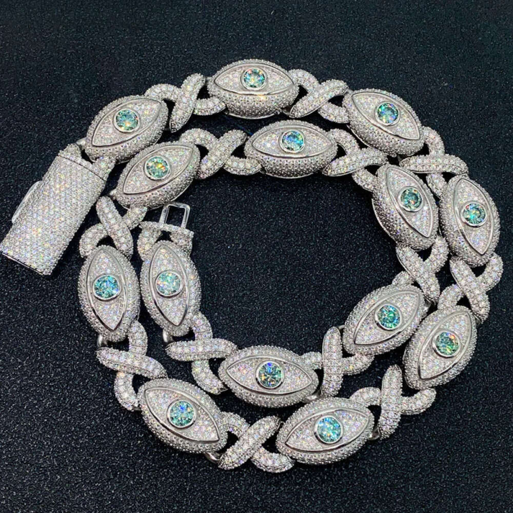 New Styles Cuban Link Stainless Steel Moissanite Dia Chain Sterling Sier 15mm Necklace For Women Men