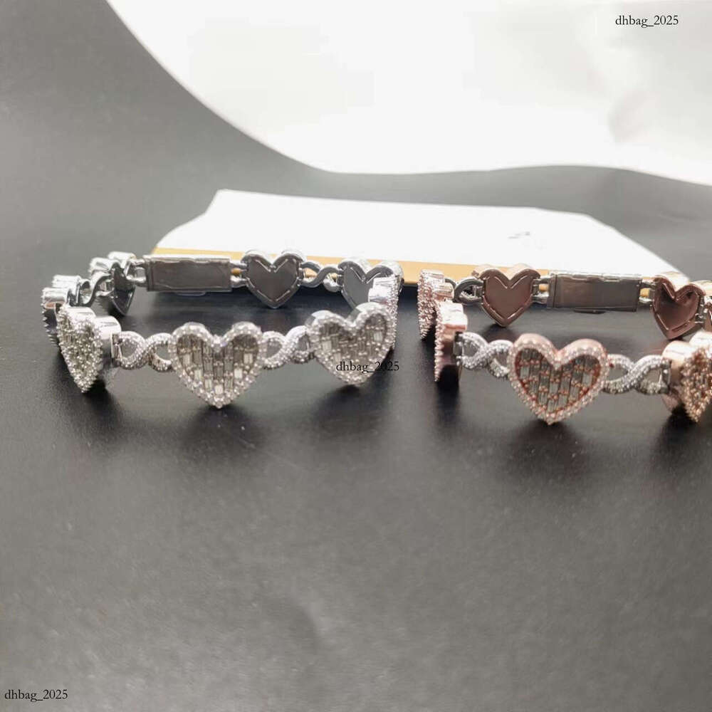S Full Inlaid Moissanite 14MM Heart Tennis Bracelet Necklace High-end Versatile Jewelry