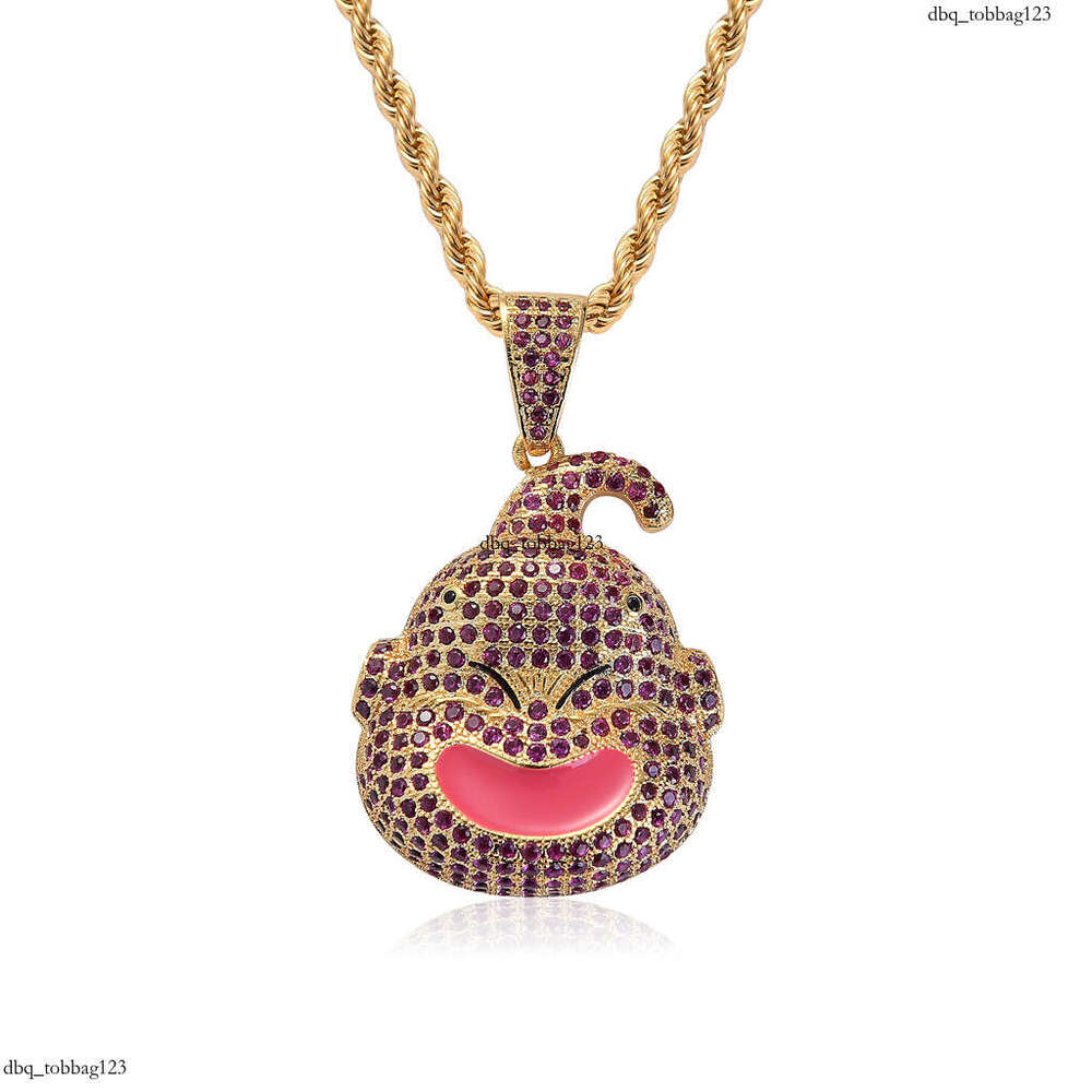Dragon Ball Fat Buu Main Character Avatar Pendant Trendy Full Moissanite chain Colorful Necklace Hip-Hop Accessories