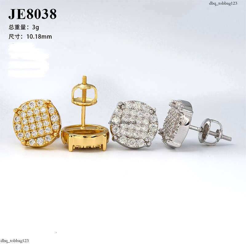 ICED OUT Moissanite for Men and Women Classic Round Sier Real Gold Plated Earrings