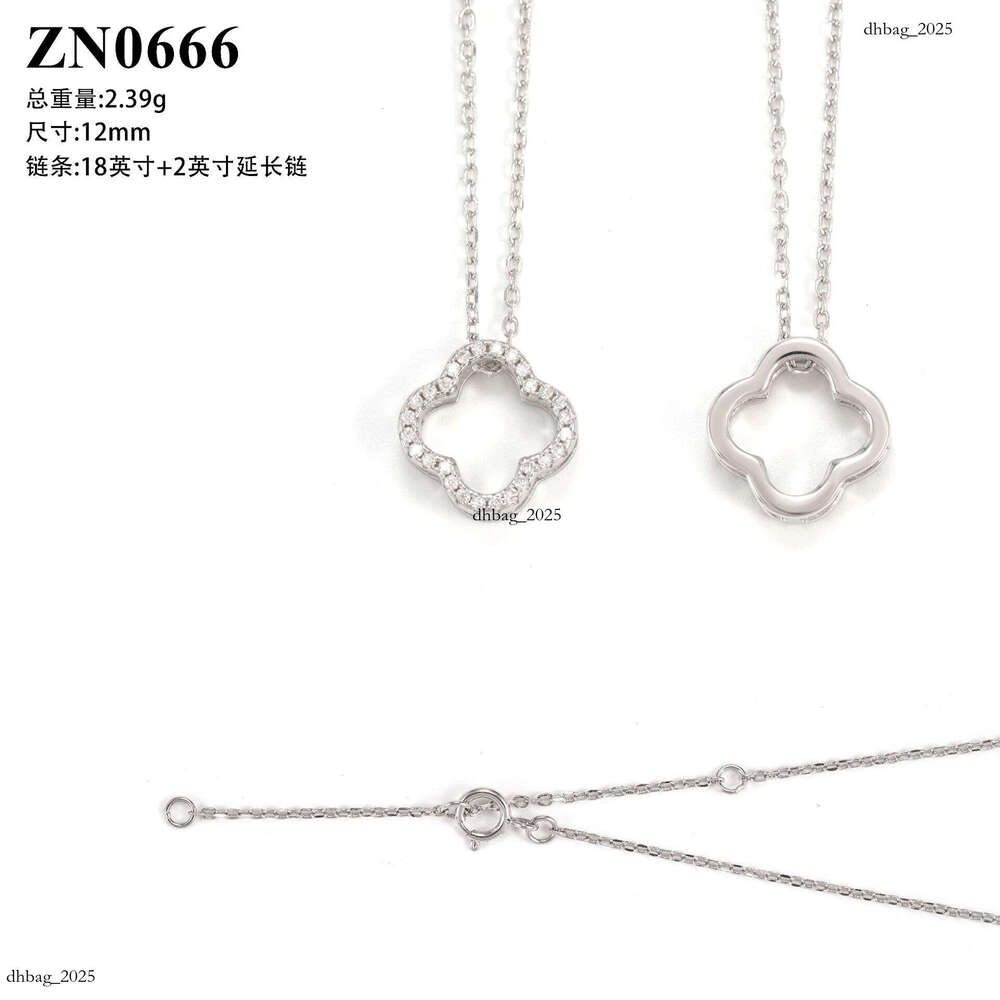 S Moissanite Korean Style Hollow Four-Leaf Clover Necklace for Women High-End Pendant Fashion Jewelry