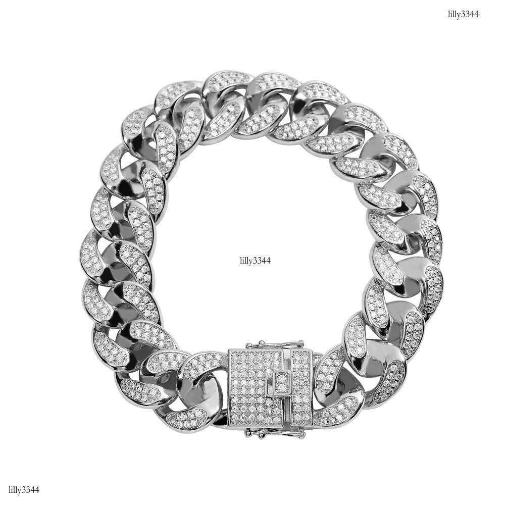 High-Quality Pave Zircon 18mm Wide Cuban Chain Men's HipHop Jewelry Bracelet