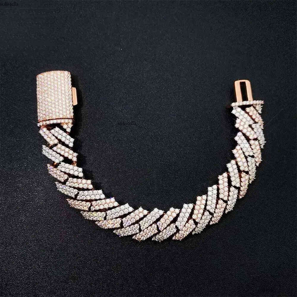 Two Color 15 mm HIP HOP Sterling Sier Moissanite Dia Jewelry Fashion Cuban Link Chain Necklace Bracelet Unisex